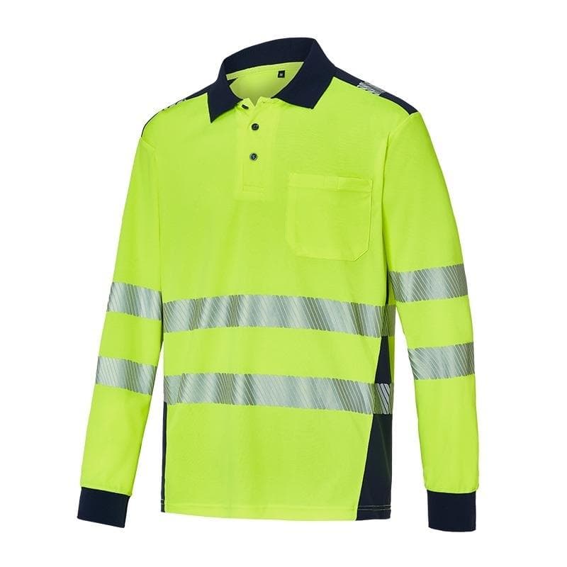 Polo alta visibilidad reciclado segmentado manga larga, modelo 1095R (polos de alta visibilidad)